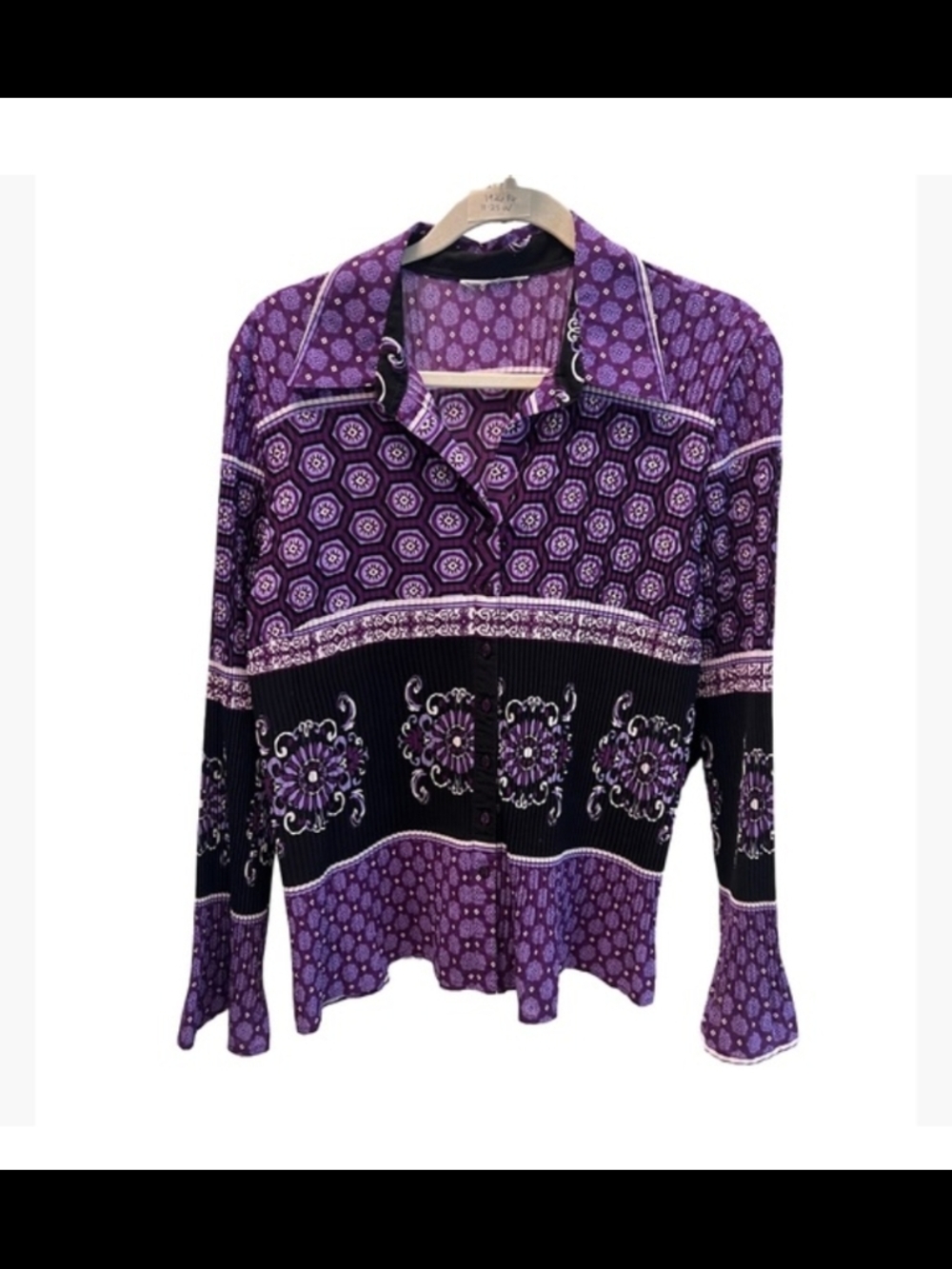 Vintage Boho Purple And Black Retro Trendy Shirt women's L
